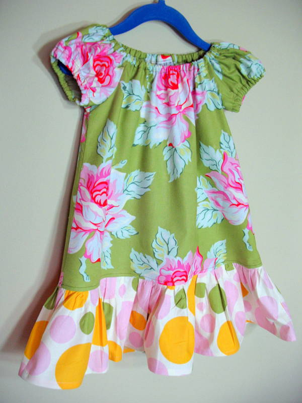 Girls Peasant Dress Nicey Jane Floral Polka Dots Green Pink Tangerine Size 3